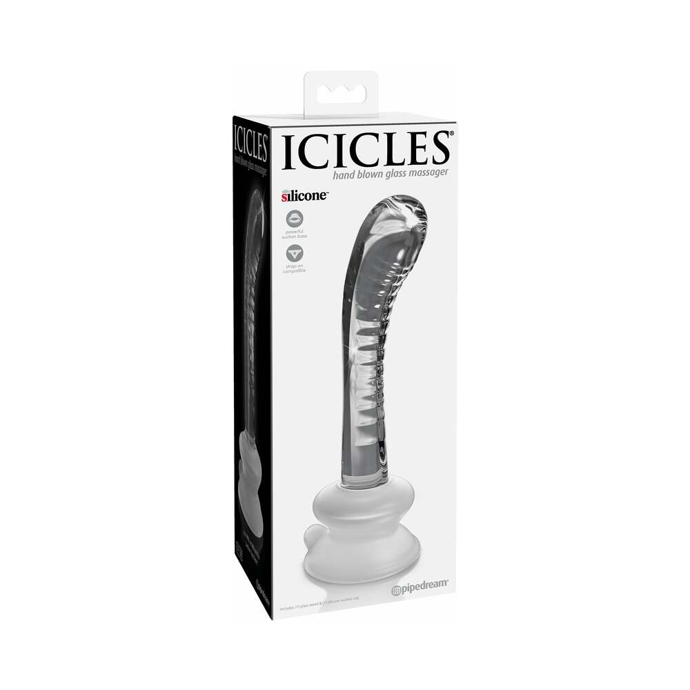 Pipedream Icicles No. 88 Curved Glass G-Spot Massager with Suction Cup - Clear