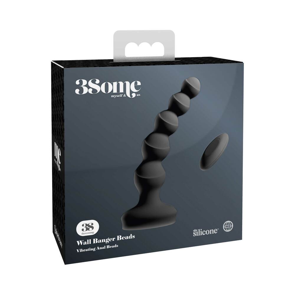 3Some Wall Banger Vibrating Anal Beads with Suction Cup – Black