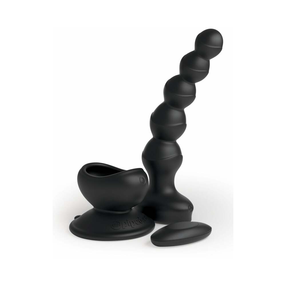 3Some Wall Banger Vibrating Anal Beads with Suction Cup – Black