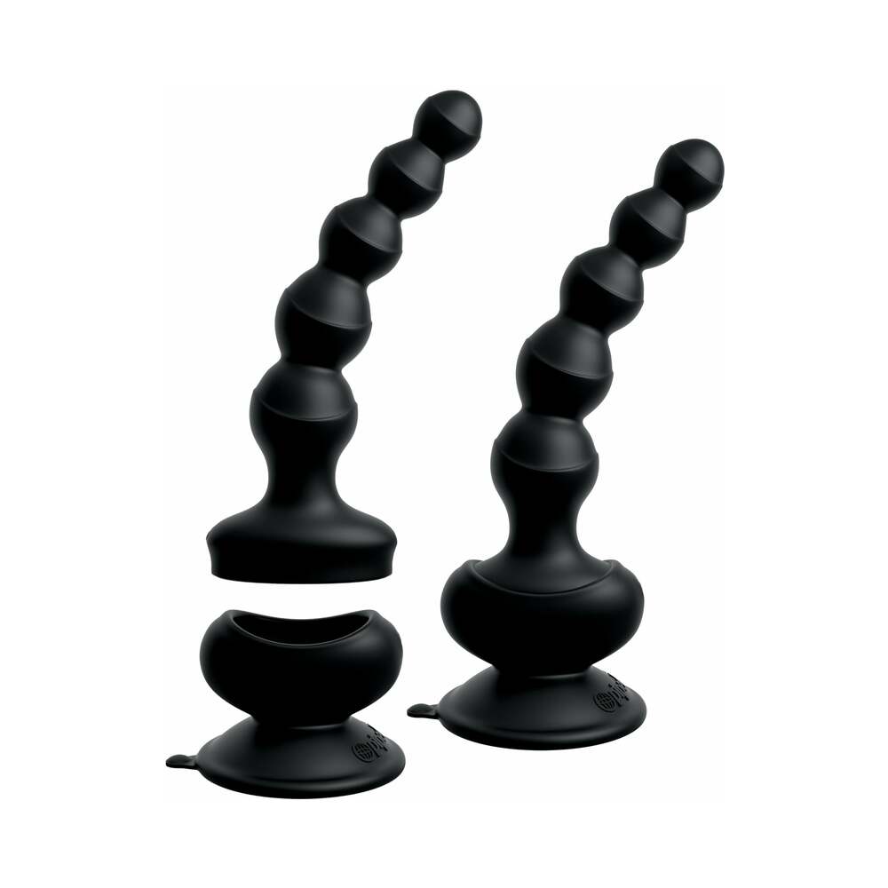 3Some Wall Banger Vibrating Anal Beads with Suction Cup – Black