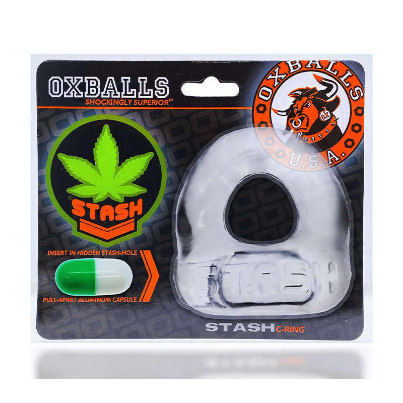 Oxballs Stash Cockring with Aluminum Capsule Insert – Clear