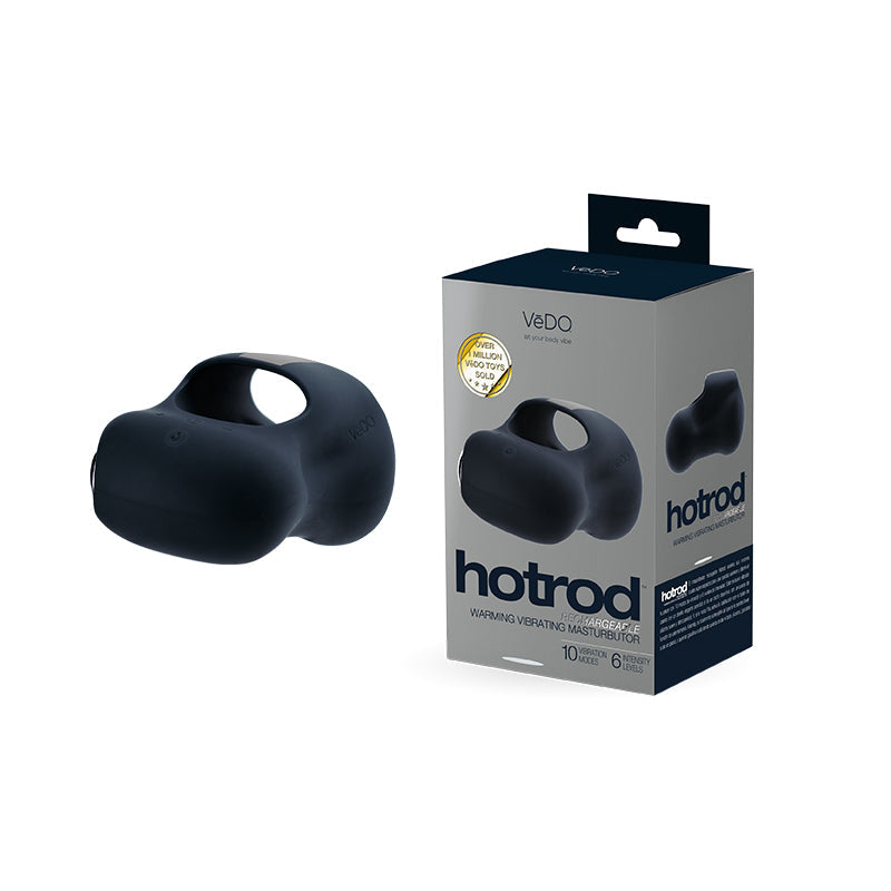 VeDO Hotrod Rechargeable Warming Masturbator – Black – Dual Motors with 10 Vibration Modes