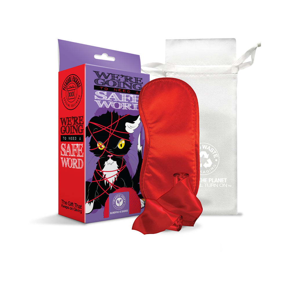 Global Novelties Pleasure Package - Blindfold, Wrist, and Ankle Sashes - Red