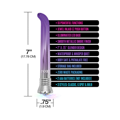 Nixie Waterproof G-Spot Vibrator - Purple Ombre Glow