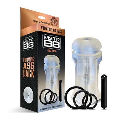 Happy Ending Mstr B8 Vibrating Ass Pack - Clear Sleeve with Vibration