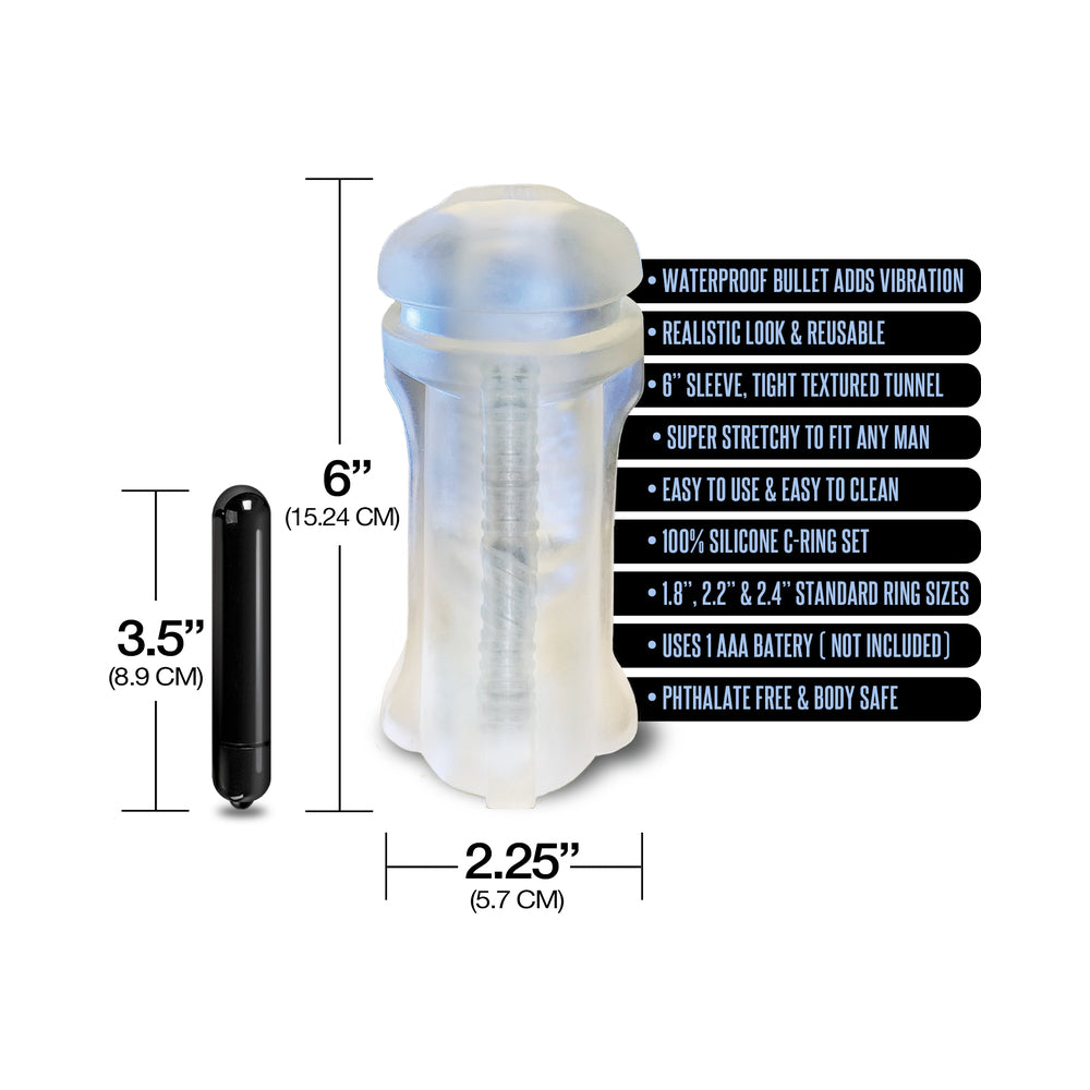 Happy Ending Mstr B8 Vibrating Oral Pack - Lip Service - Clear Sleeve with Vibration