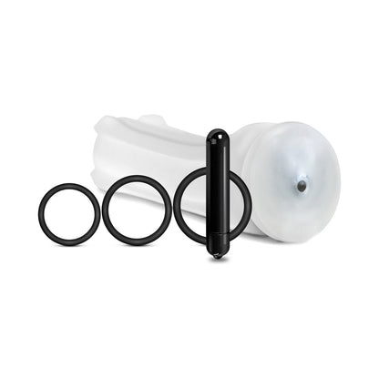 Happy Ending Mstr B8 Vibrating Stroker Pack - Hand Cuff with Waterproof Bullet - Clear