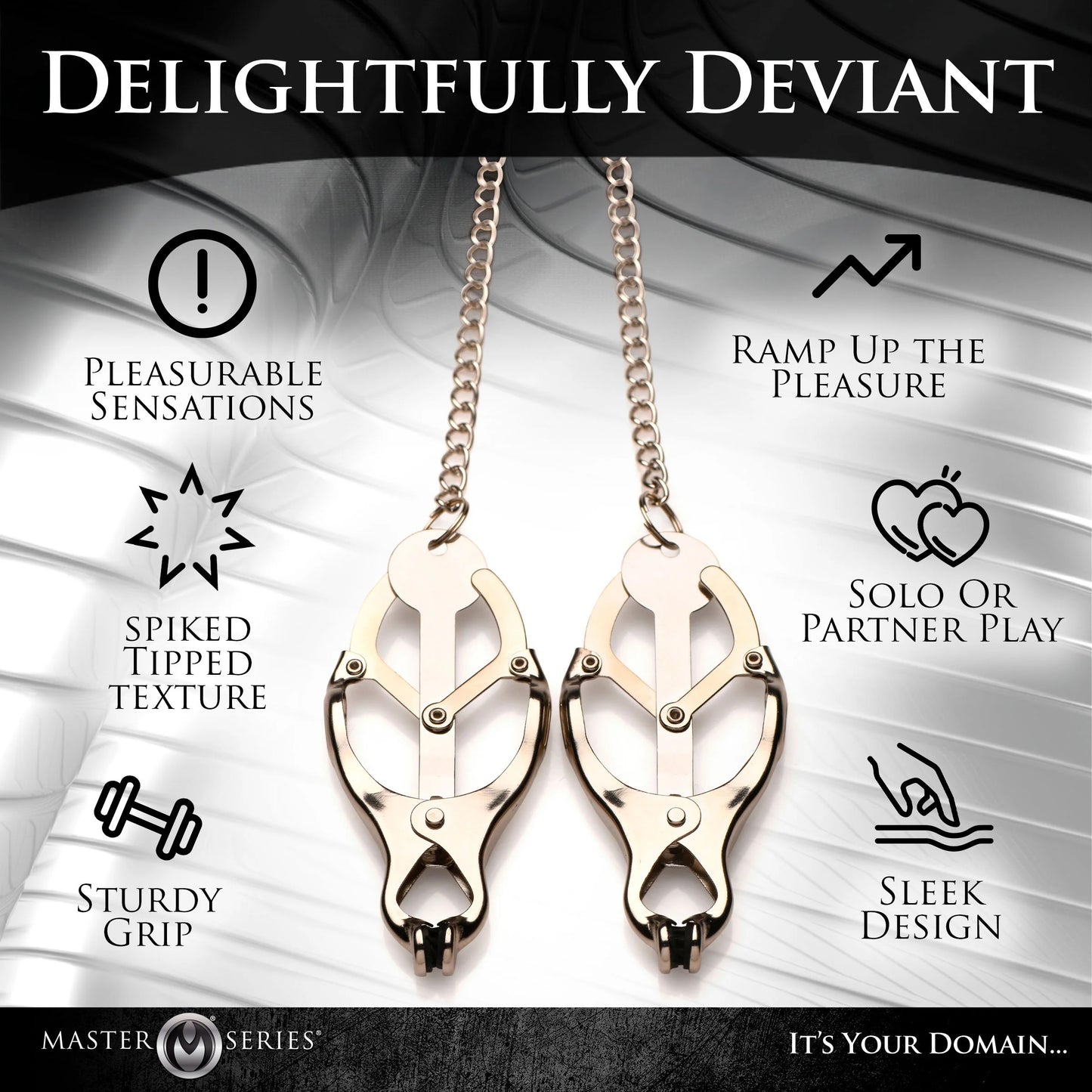Primal Spiked Clover Nipple Clamps – Silver – Intense Nipple Stimulation