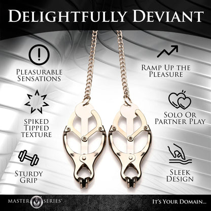Primal Spiked Clover Nipple Clamps – Silver – Intense Nipple Stimulation
