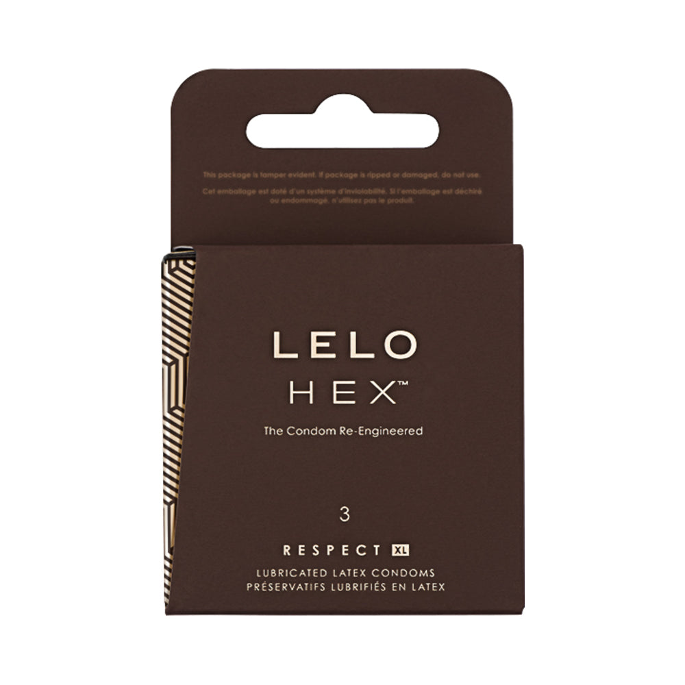 LELO HEX Respect XL Lubricated Latex Condoms – Clear – 3-Pack