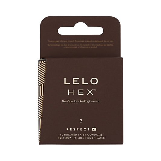 LELO HEX Respect XL Lubricated Latex Condoms – Clear – 3-Pack