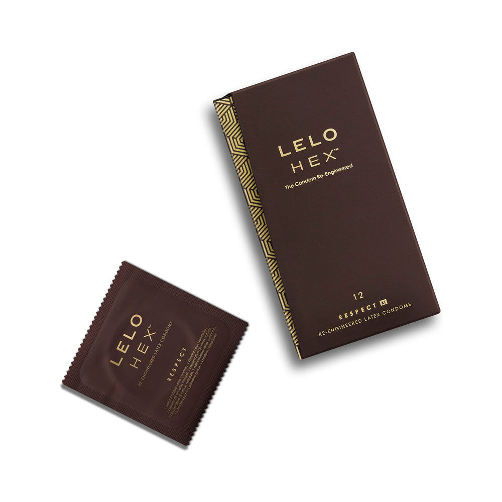 LELO HEX Respect XL Lubricated Latex Condoms – Clear – 12-Pack