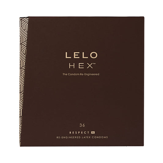 LELO HEX Respect XL Lubricated Latex Condoms – Clear – 36-Pack