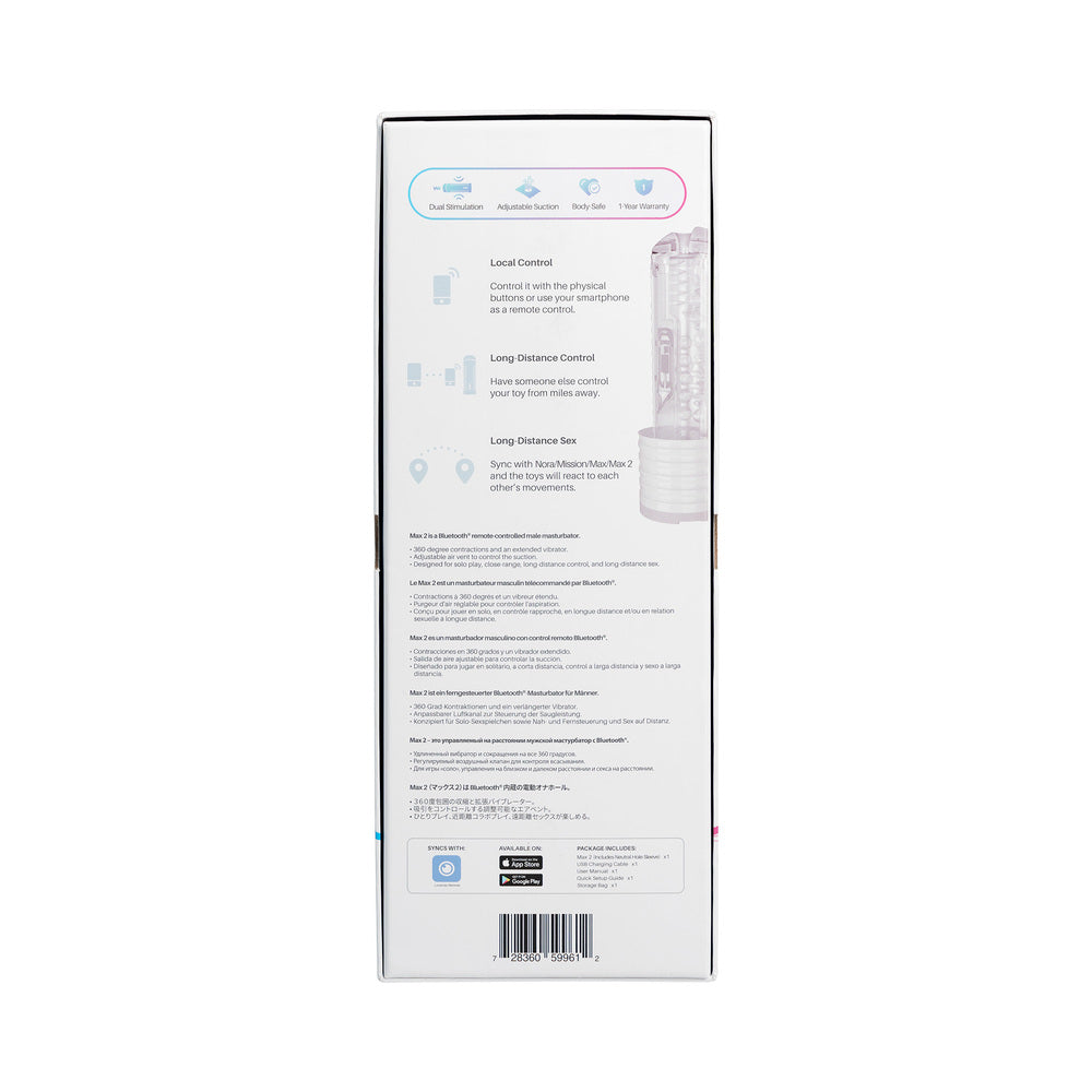 Lovense Max 2 Bluetooth App-Controlled Vibrating and Suction Masturbator – White