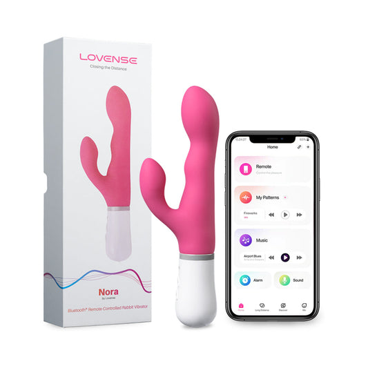 Lovense Nora Bluetooth Remote-Controlled Rabbit Vibrator with Rotating Head – Hot Pink