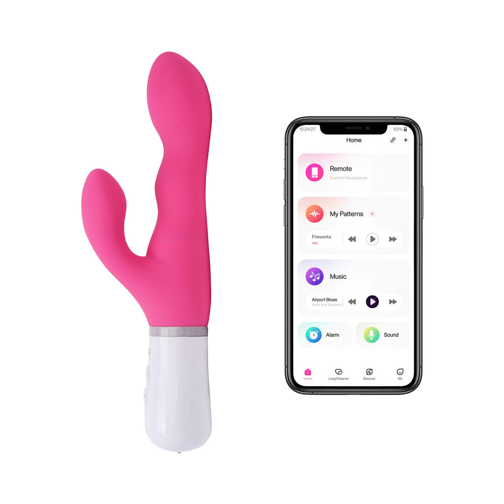 Lovense Nora Bluetooth Remote-Controlled Rabbit Vibrator with Rotating Head – Hot Pink