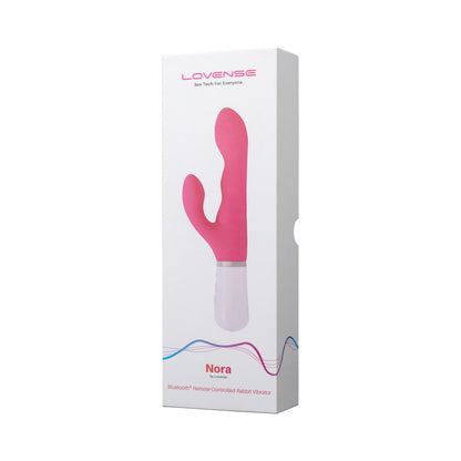 Lovense Nora Bluetooth Remote-Controlled Rabbit Vibrator with Rotating Head – Hot Pink