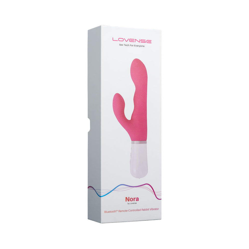 Lovense Nora Bluetooth Remote-Controlled Rabbit Vibrator with Rotating Head – Hot Pink