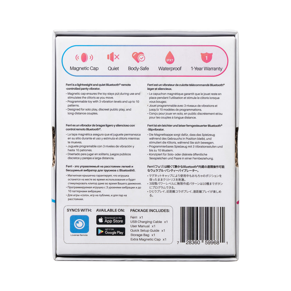 Lovense Ferri Bluetooth Remote-Controlled Panty Vibrator – Hot Pink