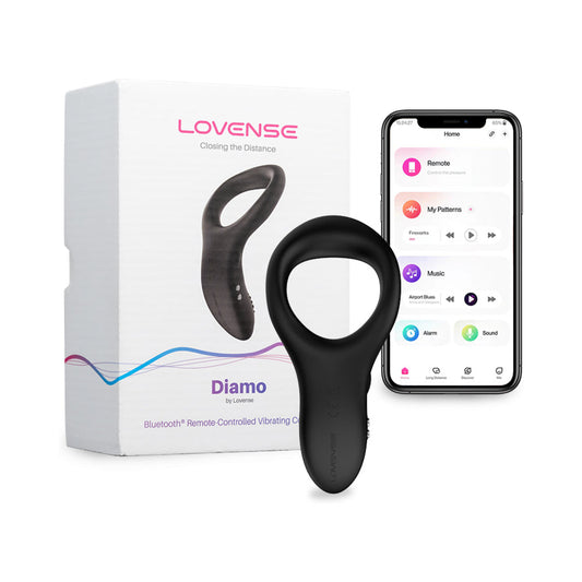 Lovense Diamo Bluetooth Remote-Controlled Vibrating Cockring – Black