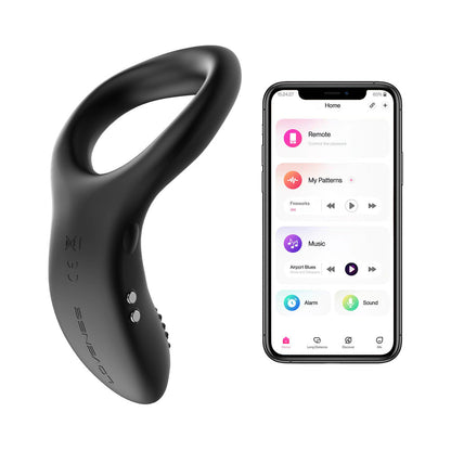 Lovense Diamo Bluetooth Remote-Controlled Vibrating Cockring – Black