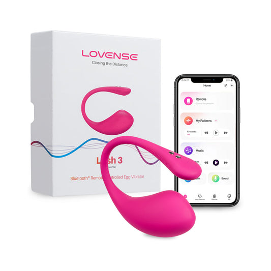 Lovense Lush 3 Bluetooth Remote-Controlled Egg Vibrator – Hot Pink