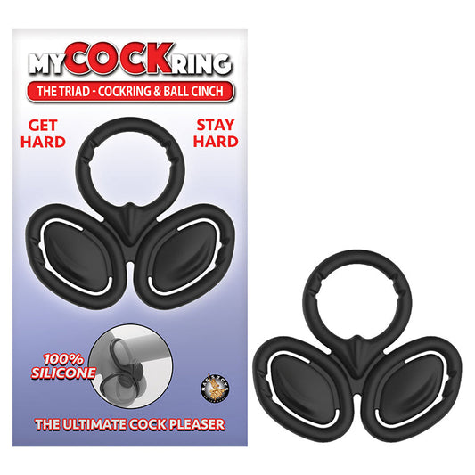Nasstoys My Cockring The Triad Cockring & Ball Cinch - Black - Silicone