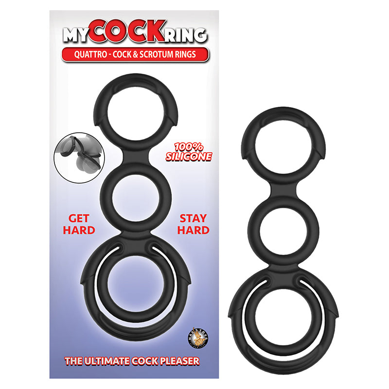 Nasstoys My Cockring Quattro Cock & Scrotum Rings – Black