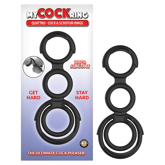 Nasstoys My Cockring Quattro Cock & Scrotum Rings – Black