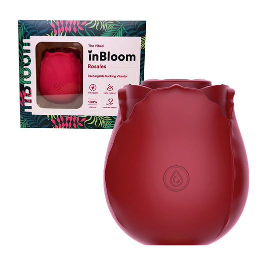 inBloom Rosales Sucking Vibrator – Red – 10-Function Air Pulsation Stimulator