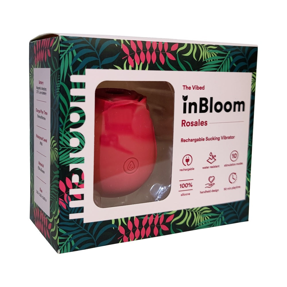 inBloom Rosales Sucking Vibrator – Red – 10-Function Air Pulsation Stimulator