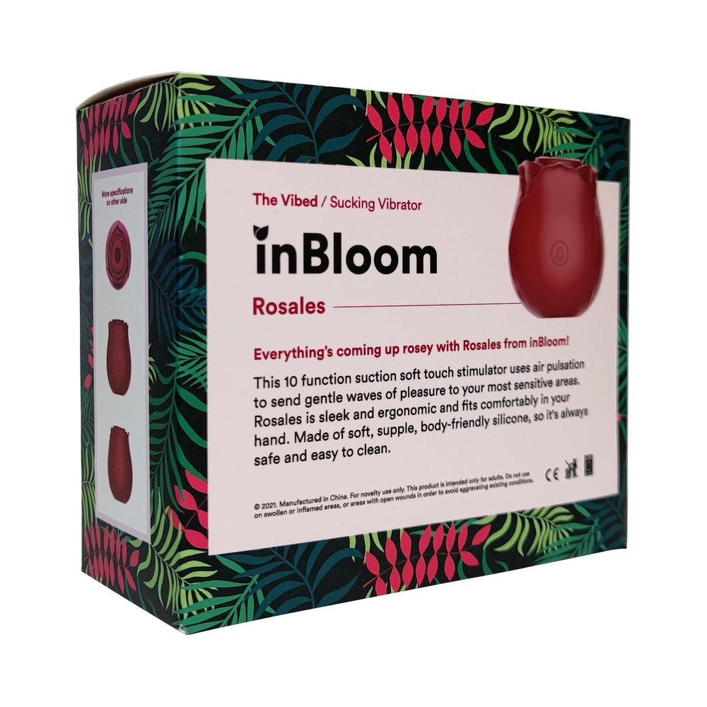 inBloom Rosales Sucking Vibrator – Red – 10-Function Air Pulsation Stimulator