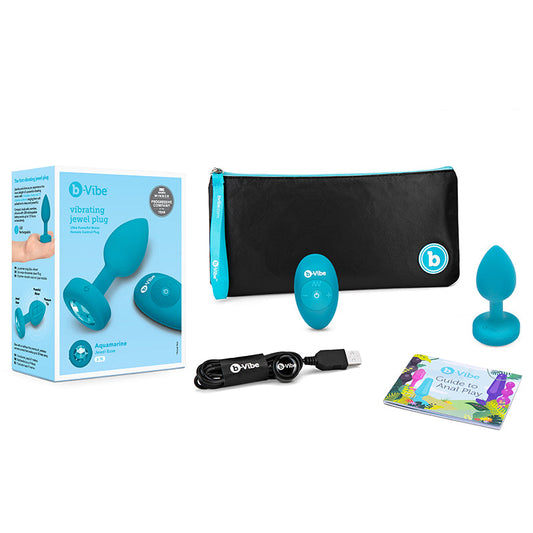 b-Vibe Vibrating Jewel Rechargeable Anal Plug with Gem Base – Aquamarine