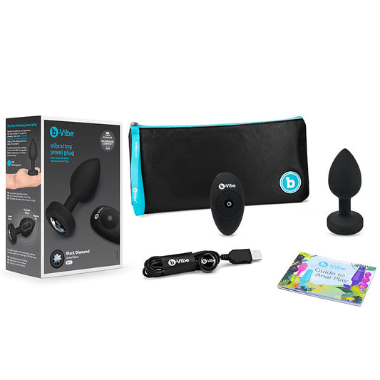 b-Vibe Vibrating Jewel Rechargeable Remote-Controlled Anal Plug with Gem Base – Black Diamond