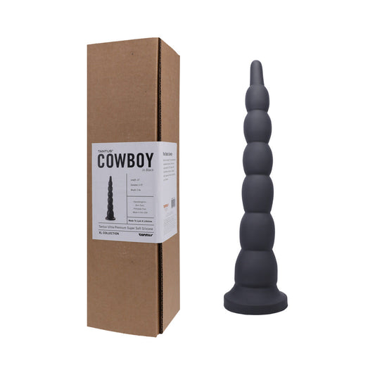 Tantus Cowboy Beaded Dildo – 17" Silicone Anal Toy – Black