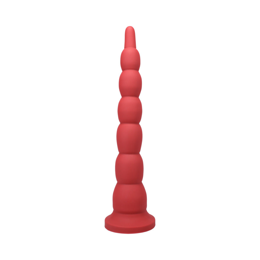 Tantus Cowboy Beaded Dildo 17" with Multiple Bulbs - Garnet