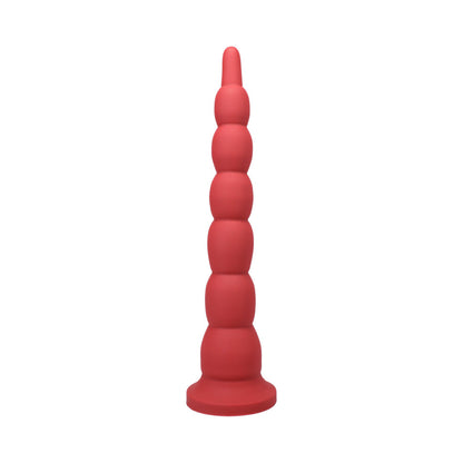 Tantus Cowboy Beaded Dildo 17" with Multiple Bulbs - Garnet