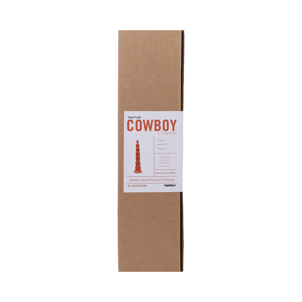 Tantus Cowboy Beaded Dildo 17" with Multiple Bulbs - Garnet