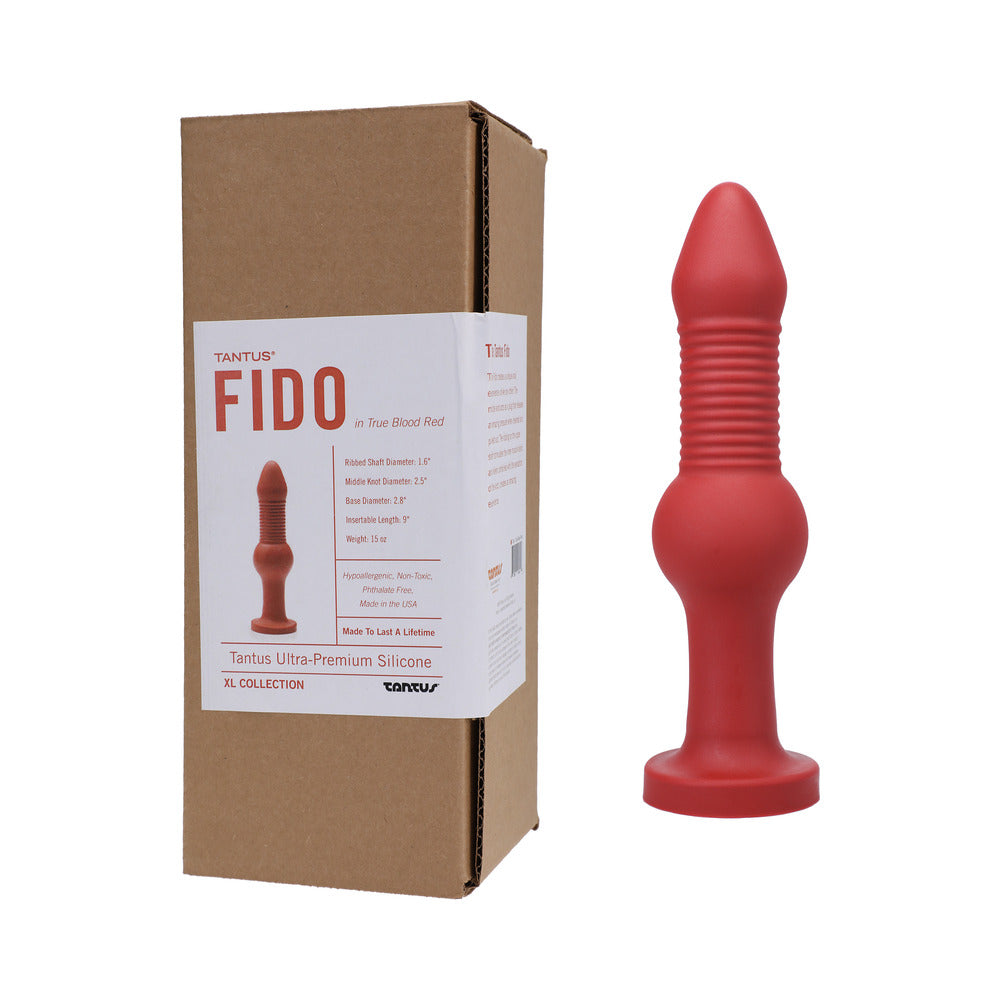 Tantus Fido Dildo - Anal Toy with Knot and Ribbed Shaft - Red