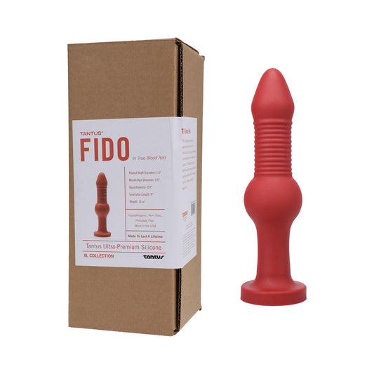 Tantus Fido Dildo - Anal Toy with Knot and Ribbed Shaft - Red