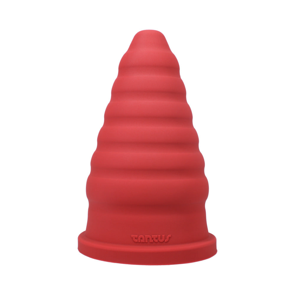 Tantus Cone Ripple Dildo – Advanced Stretch Design – Ruby