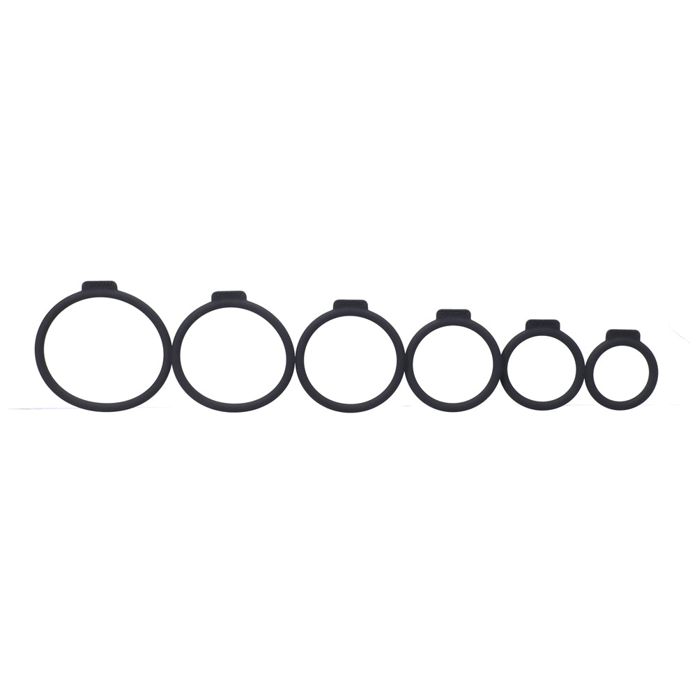 Tantus Silicone O-Ring Harness Set – Six Sizes – Black