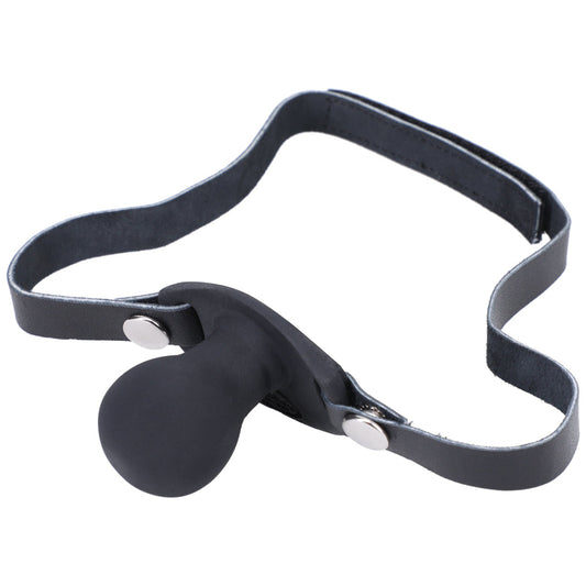 Tantus Beginner Ballgag - Silicone Mouth Gag with Adjustable Leather Straps - Black