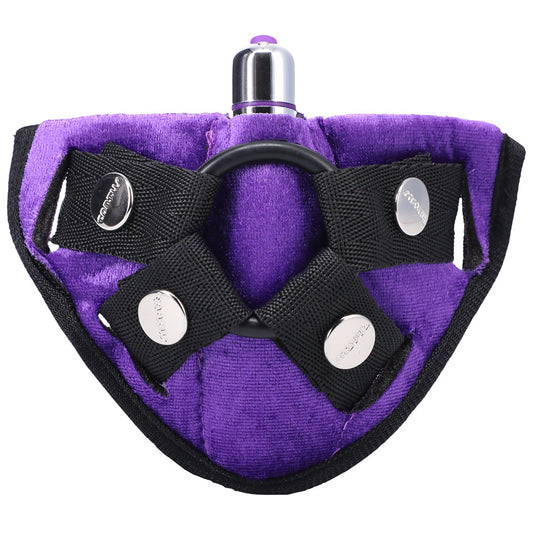 Tantus Velvet Vibrating Harness Strap-On – Lilac