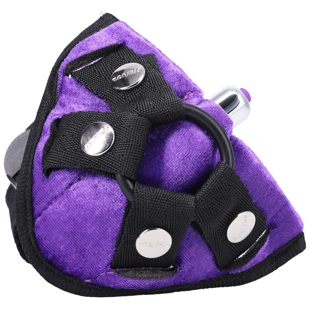 Tantus Velvet Vibrating Harness Strap-On – Lilac