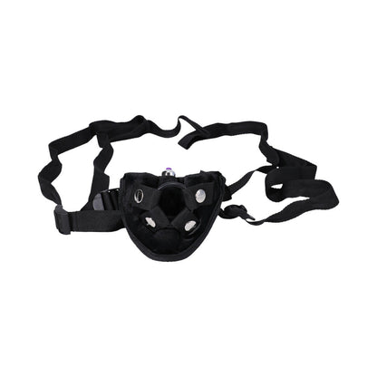 Tantus Velvet Vibrating Harness Strap-On with Removable O-Ring - Black