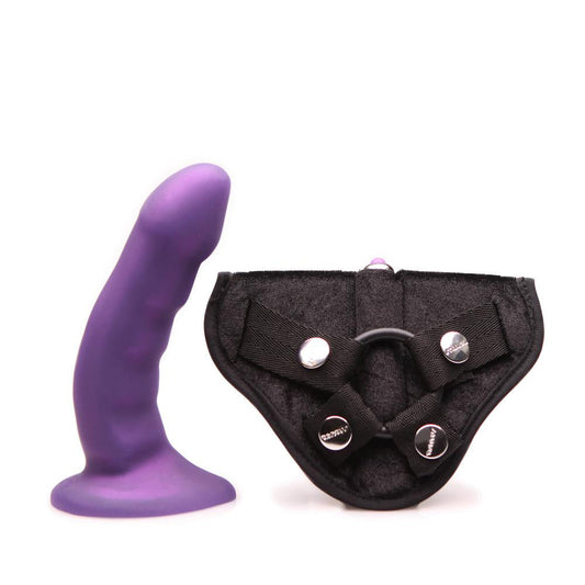 Tantus Curve Strap-On Harness Kit – Amethyst – Includes Vibrating Harness and Waterproof Bullet