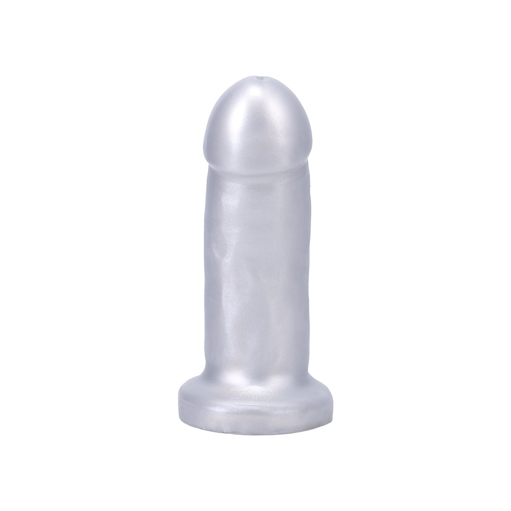 Tantus They/Them Super Soft Dildo - Silver - Flexible and Girthy Design