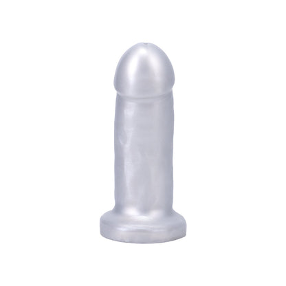 Tantus They/Them Super Soft Dildo - Silver - Flexible and Girthy Design
