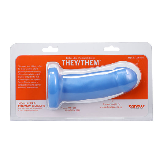 Tantus They/Them Super Soft Dildo – Azure – Flexible Silicone Design